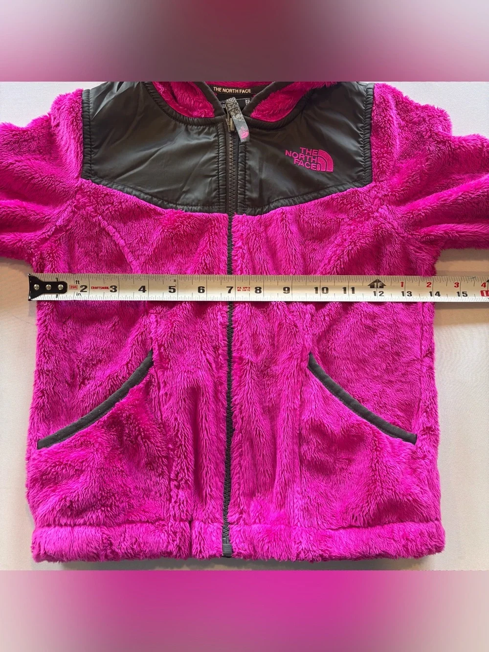 The North Face Hot Pink Hooded Fleece with Black Woven Tag Little Girls Size XS